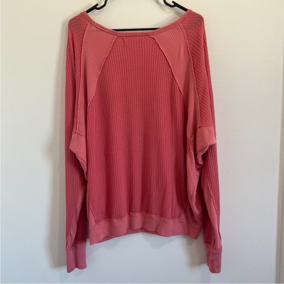 **SOLD** Free People - We the Free - Pink V-Neck Long Sleeve Thermal - M - Picture 2 of 8